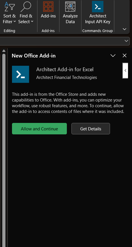 Search for Architect Add-in